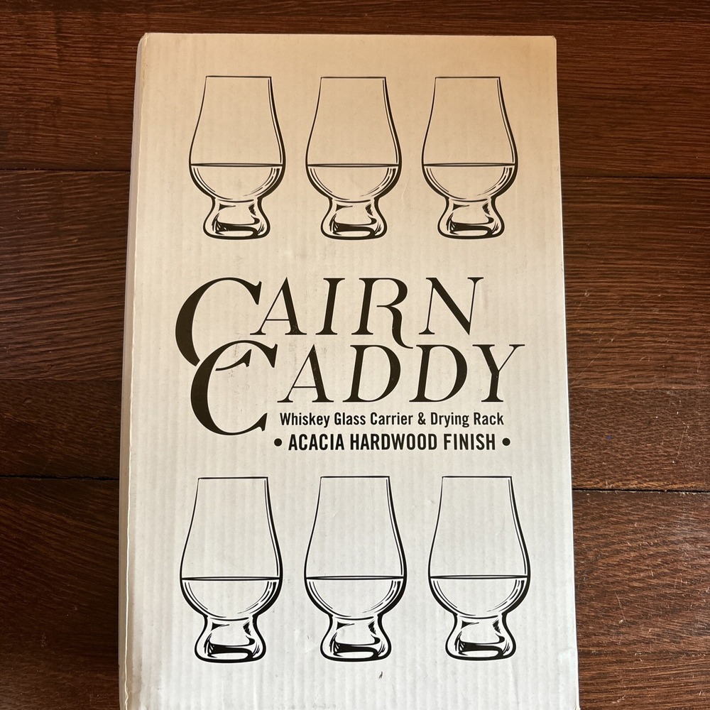 Cairncaddy Acacia Hardwood Whiskey Glass Holder - Carrier and Drying Rack